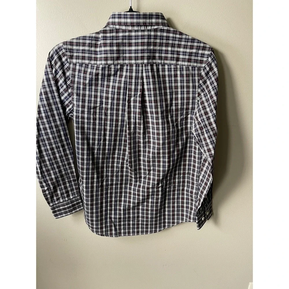 Lauren Ralph Lauren Kids Navy Plaid Button Down Shirt Size 14 Long Sleeve Logo